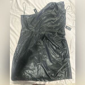 Express Black Faux Leather One-Shoulder Dress Size XL